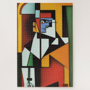 Abstracte Bartender Cubist Jigzaag Puzzle Legpuzzel
