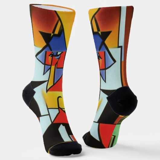 Abstracte Bartender Cubist Socks Sokken (Gebogen)