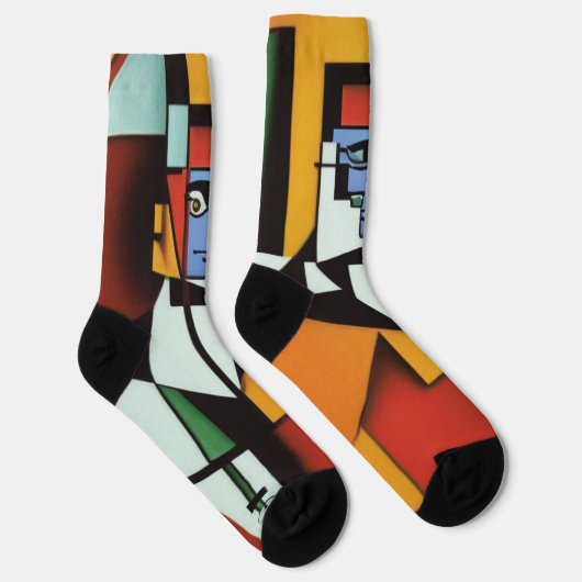 Abstracte Bartender Cubist Socks Sokken (Rechts)