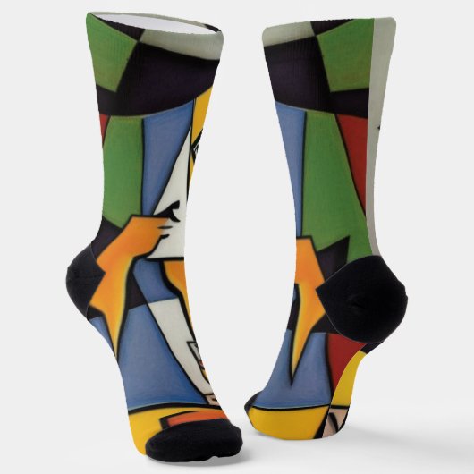 Abstracte Bartender Cubist Socks Sokken (Gebogen)