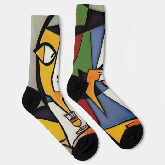 Abstracte Bartender Cubist Socks Sokken (Rechts)