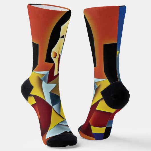 Abstracte Bartender Cubist Socks Sokken (Gebogen)