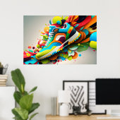 Abstracte Basketball-schoen Poster (Thuiskantoor)