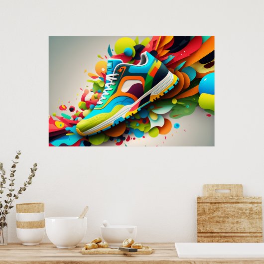 Abstracte Basketball-schoen Poster (Keuken)