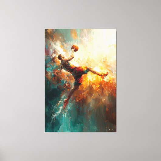 Abstracte basketbalspeler - Krachtige sportkunst Canvas Afdruk (Voorkant)