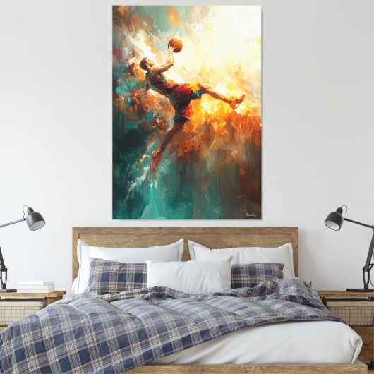 Abstracte basketbalspeler - Krachtige sportkunst Canvas Afdruk (Insitu (Slaapkamer))