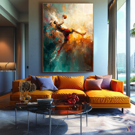 Abstracte basketbalspeler - Krachtige sportkunst Canvas Afdruk