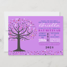Abstracte Bat Mitzvah Paars Invite Kaart