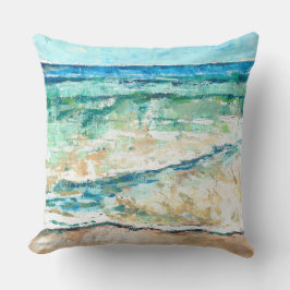 Abstracte  Beach Blauwgroen golven Kussen