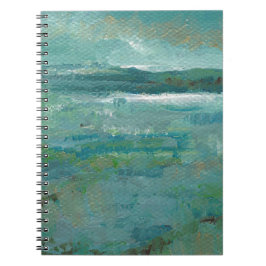 Abstracte Beach Blauwgroen Green Gold Art Notitieboek