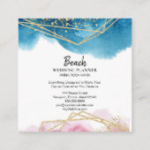 *~* Abstracte Beach Blue Pink Gold Glitter Polygon Vierkante Visitekaartje (Achterkant)