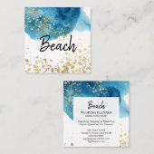 *~* Abstracte Beach Blue Waterverf Gold Glitter Vierkante Visitekaartje (Voorkant / Achterkant)