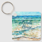 Abstracte Beach Coastal Beach House Art Sleutelhanger (Voorkant)