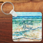 Abstracte Beach Coastal Beach House Art Sleutelhanger (Voorkant)