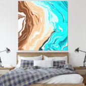 Abstracte Beach Fluid Art Canvas Afdruk (Insitu (Slaapkamer))