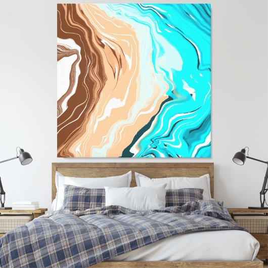 Abstracte Beach Fluid Art Canvas Afdruk (Insitu (Slaapkamer))