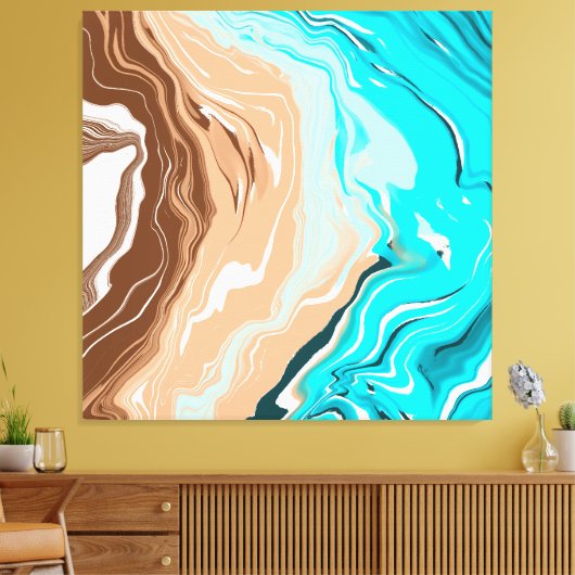 Abstracte Beach Fluid Art Canvas Afdruk (Insitu (Woonkamer))