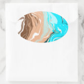 Abstracte Beach Fluid Art Ovale Sticker (Tas)