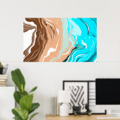 Abstracte Beach Fluid Art Poster (Thuiskantoor)