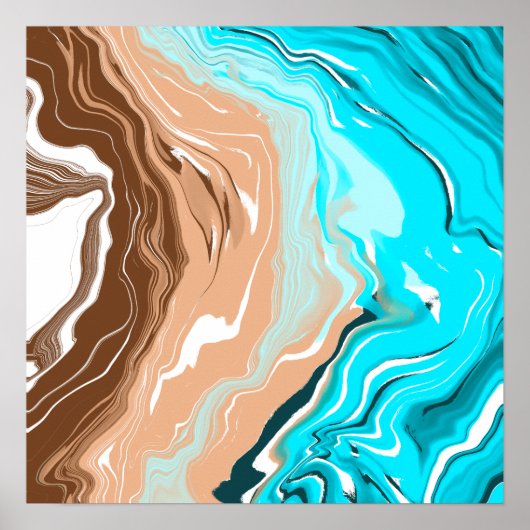 Abstracte Beach Fluid Art Poster (Voorkant)