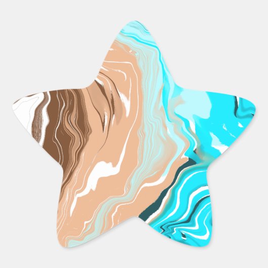 Abstracte Beach Fluid Art Ster Sticker (Voorkant)