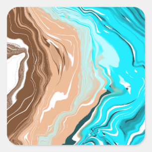 Abstracte Beach Fluid Art Vierkante Sticker