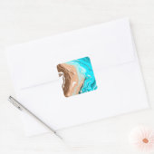 Abstracte Beach Fluid Art Vierkante Sticker (Envelop)