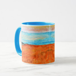 Abstracte Beach Oranje Blue Art Mok