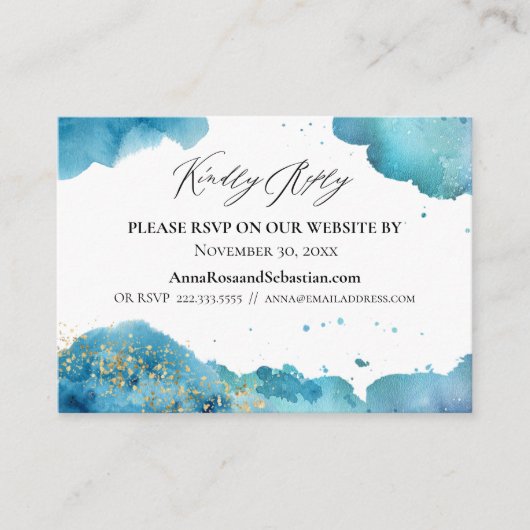 *~* Abstracte Beach Wave Wedding Website RSVP Informatiekaartje (Voorkant)
