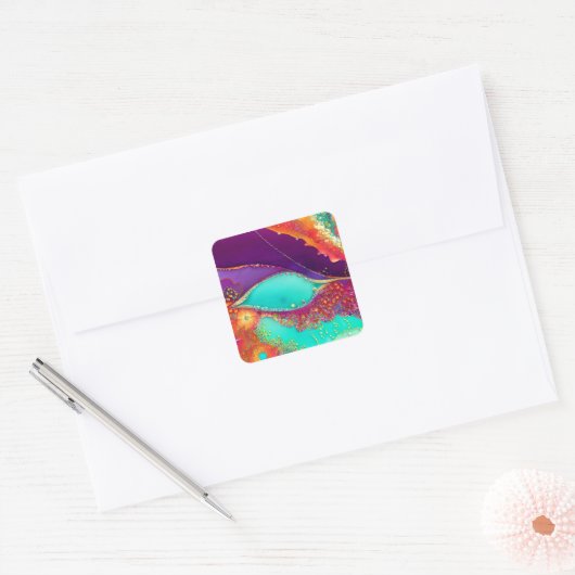  Abstracte Beachy Art Vierkante Sticker (Envelop)