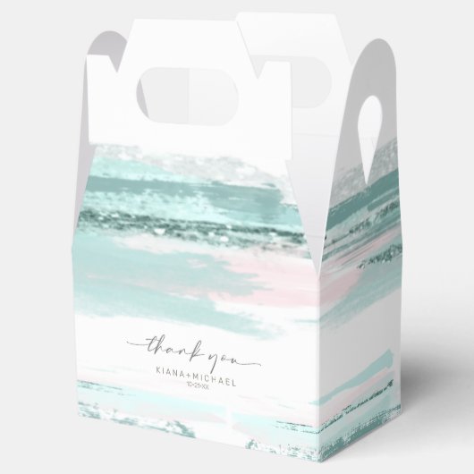 Abstracte Bedankt V2 Blauwgroen ID886 van het Bouw Bedankdoosjes (Geopend)