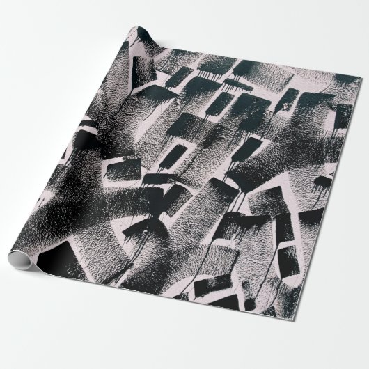 ABSTRACTE BEDEELING VAN ZWARTE EN WITTE KLEUREN CADEAUPAPIER (Uitgerold)