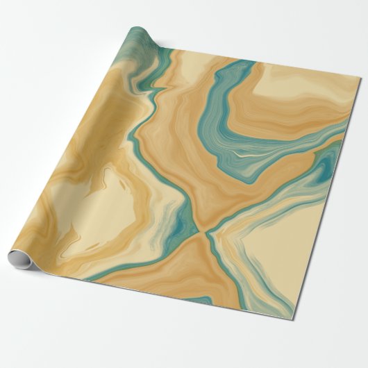 Abstracte beige agaat marmeren werveling cadeaupapier (Uitgerold)