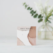 Abstracte Beige Bruine Waterverf Oorbel Display Vierkante Visitekaartje (Staand voorkant)