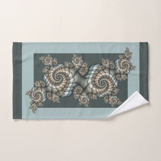 Abstracte beige lichtblauwe fractale kunstspiralen bad handdoek (Handdoek)