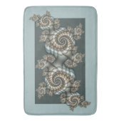 Abstracte beige lichtblauwe fractale kunstspiralen badmat (Voorkant Verticaal)