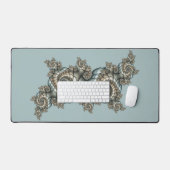 Abstracte beige lichtblauwe fractale kunstspiralen bureaumat (Keyboard & Muis)
