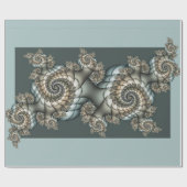 Abstracte beige lichtblauwe fractale kunstspiralen cadeaupapier (Vlak)