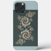 Abstracte beige lichtblauwe fractale kunstspiralen Case-Mate iPhone case (Achterkant)