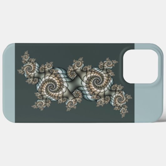 Abstracte beige lichtblauwe fractale kunstspiralen Case-Mate iPhone case (Achterkant (horizontaal))