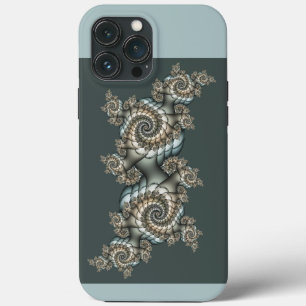 Abstracte beige lichtblauwe fractale kunstspiralen Case-Mate iPhone case