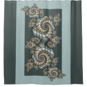 Abstracte beige lichtblauwe fractale kunstspiralen douchegordijn (Voorkant)