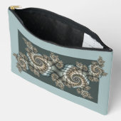 Abstracte beige lichtblauwe fractale kunstspiralen etui (Open)