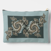 Abstracte beige lichtblauwe fractale kunstspiralen etui (Achterkant)