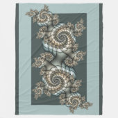 Abstracte beige lichtblauwe fractale kunstspiralen fleece deken (Voorkant)