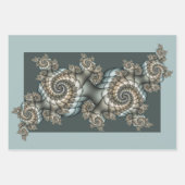 Abstracte beige lichtblauwe fractale kunstspiralen inpakpapier vel (Voorkant)