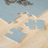 Abstracte beige lichtblauwe fractale kunstspiralen legpuzzel (Zijkant)