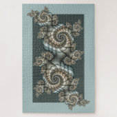 Abstracte beige lichtblauwe fractale kunstspiralen legpuzzel (Verticaal)