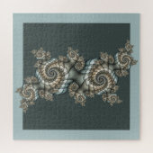 Abstracte beige lichtblauwe fractale kunstspiralen legpuzzel (Horizontaal)