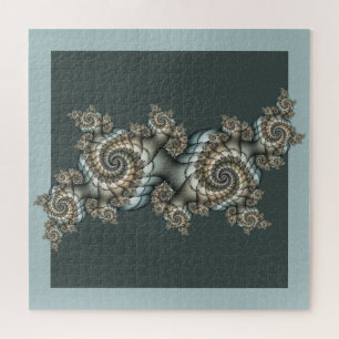 Abstracte beige lichtblauwe fractale kunstspiralen legpuzzel